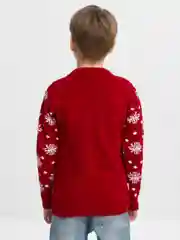 Красный новогодний свитер с оленями, детский, 5-10 лет
