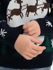 Синий новогодний свитер с оленями, детский, 5-10 лет