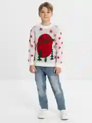 Белый новогодний свитер с оленями, детский, 5-10 лет