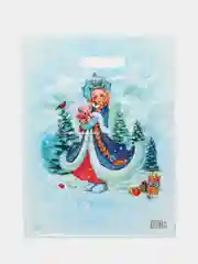Новогодний полиэтиленовый подарочный пакет, 30 х 40 см