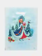 Новогодний полиэтиленовый подарочный пакет, 30 х 40 см