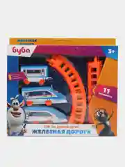 Белый детская железная дорога 11 деталей, "Три кота", "Синий трактор", "Буба", "Чебурашка"