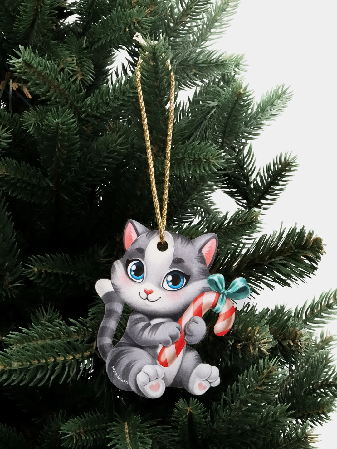 Серый ёлочная игрушка, из дерева