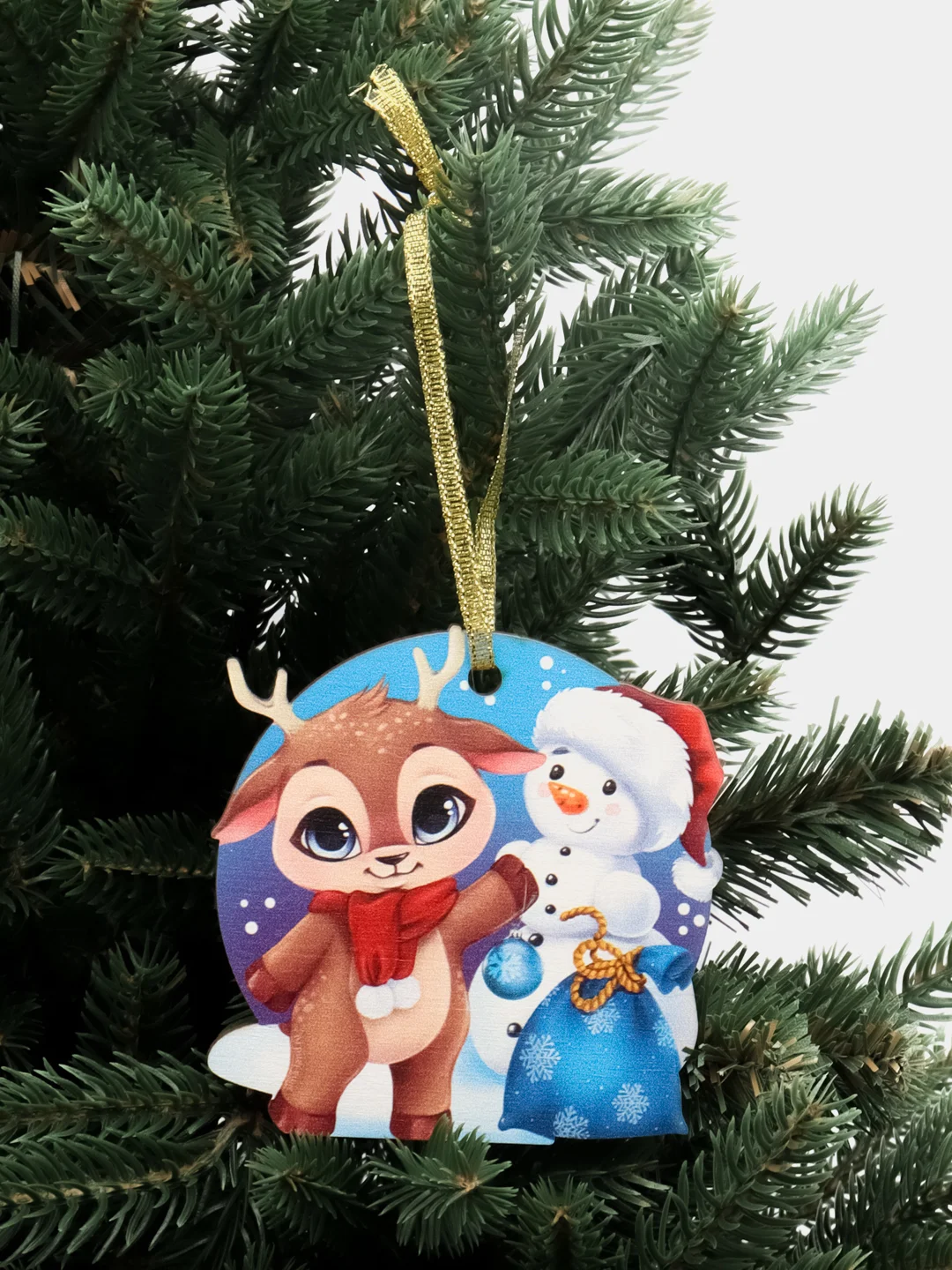 Синий ёлочная игрушка, из дерева