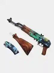 Коричневый автомат-резинкострел из дерева AK-47 v. 2.0 "Огненный Змей КС ГО"