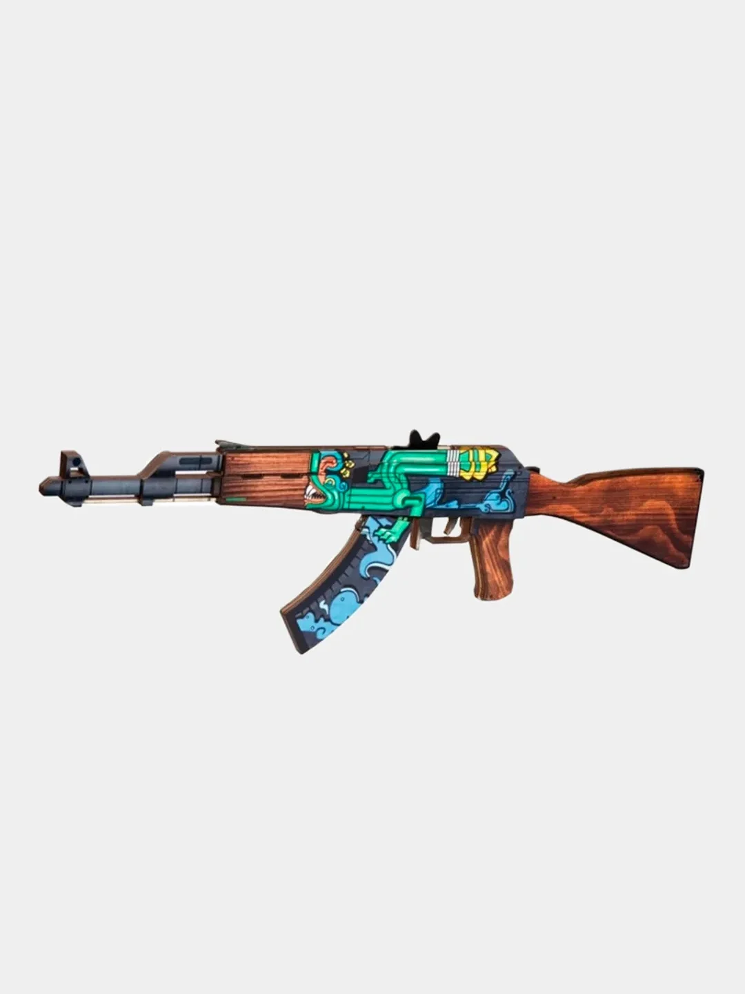 Коричневый автомат-резинкострел из дерева AK-47 v. 2.0 "Огненный Змей КС ГО"