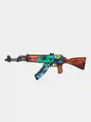 Коричневый автомат-резинкострел из дерева AK-47 v. 2.0 "Огненный Змей КС ГО"
