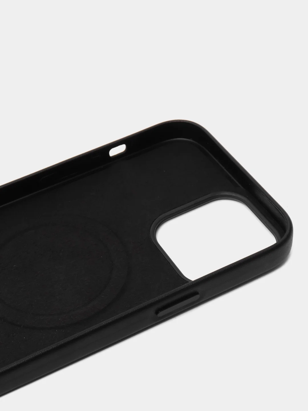 Черный кожаный чехол-накладка для iPhone 11, 12, 13, 14, 15 Mini, Plus, Pro, Pro Max с MagSafe