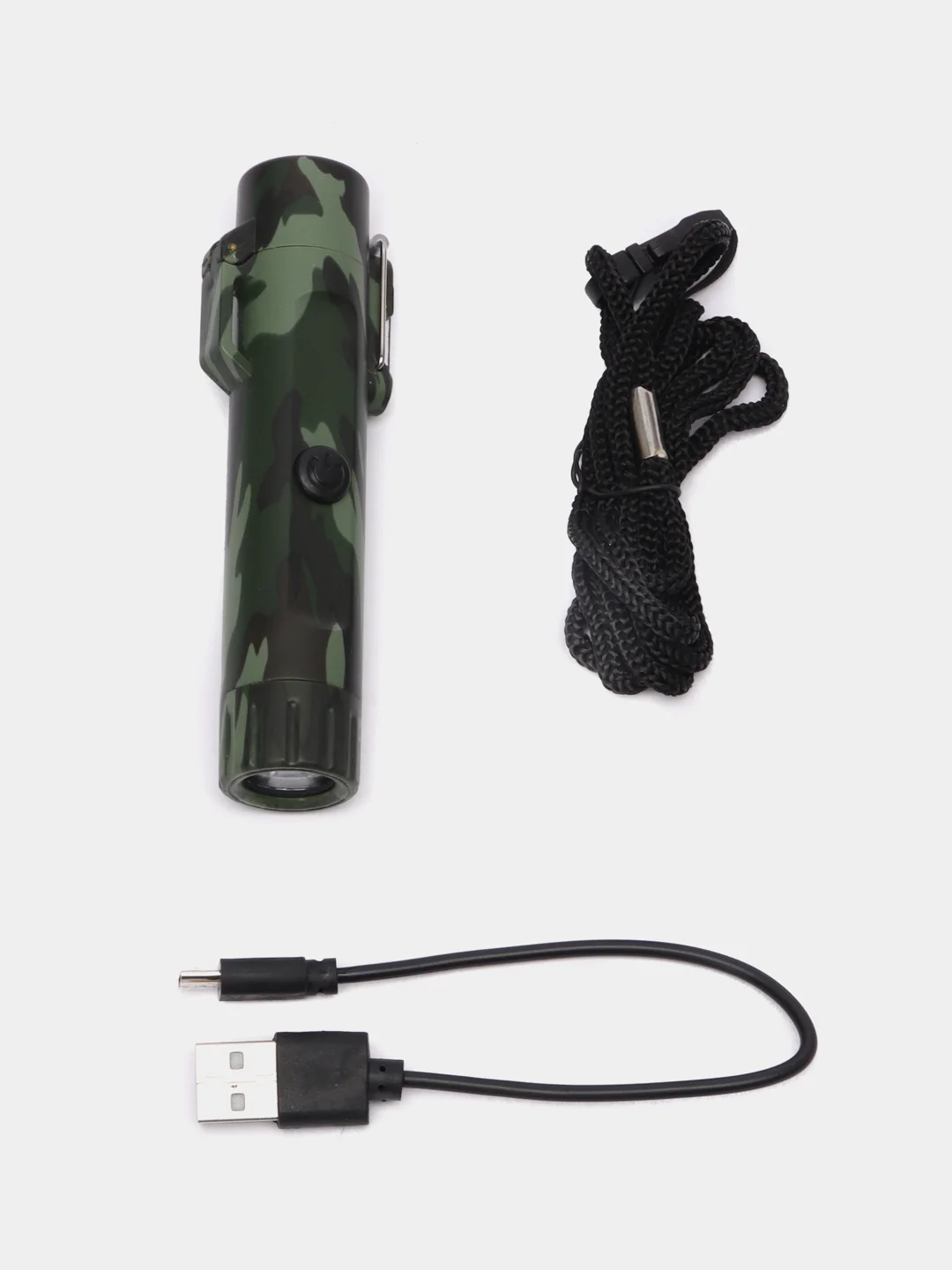Зеленый зажигалка электронная с фонариком, с зарядкой USB, походная, в подарочной упаковке