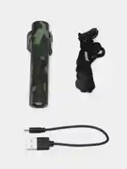 Зеленый зажигалка электронная с фонариком, с зарядкой USB, походная, в подарочной упаковке