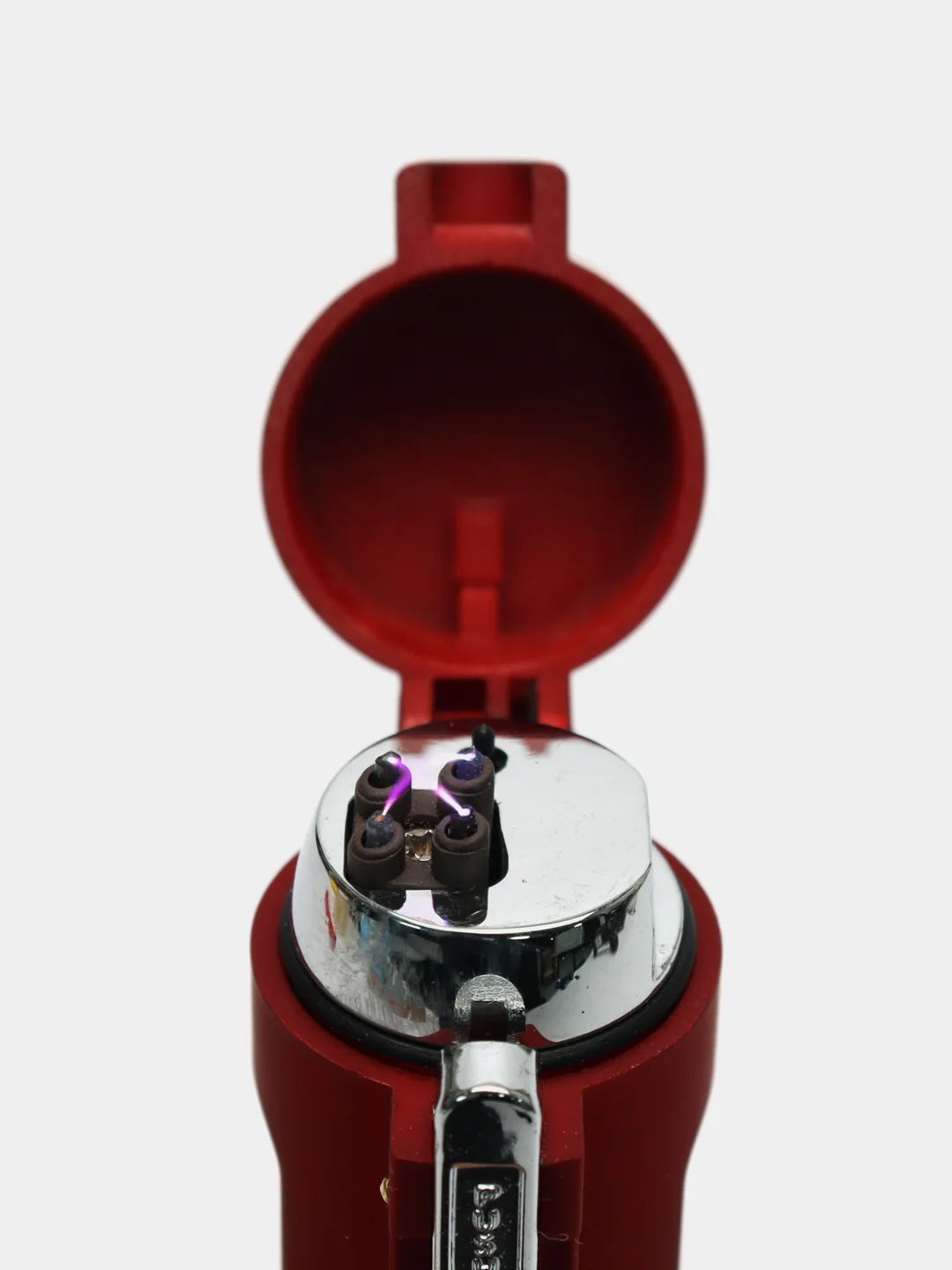 Красный зажигалка электронная с фонариком, с зарядкой USB, походная, в подарочной упаковке