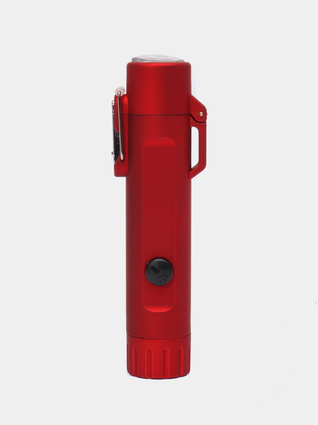 Красный зажигалка электронная с фонариком, с зарядкой USB, походная, в подарочной упаковке
