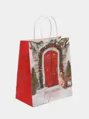 Красный пакет подарочный "С новым годом!", 22 х 25 х 12 см