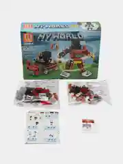 Красный конструктор MY WORLD "Роботы-трансформеры", совместим с Minecraft