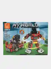 Красный конструктор MY WORLD "Роботы-трансформеры", совместим с Minecraft