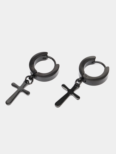 Серьги с крестиками из стали (2 штуки)