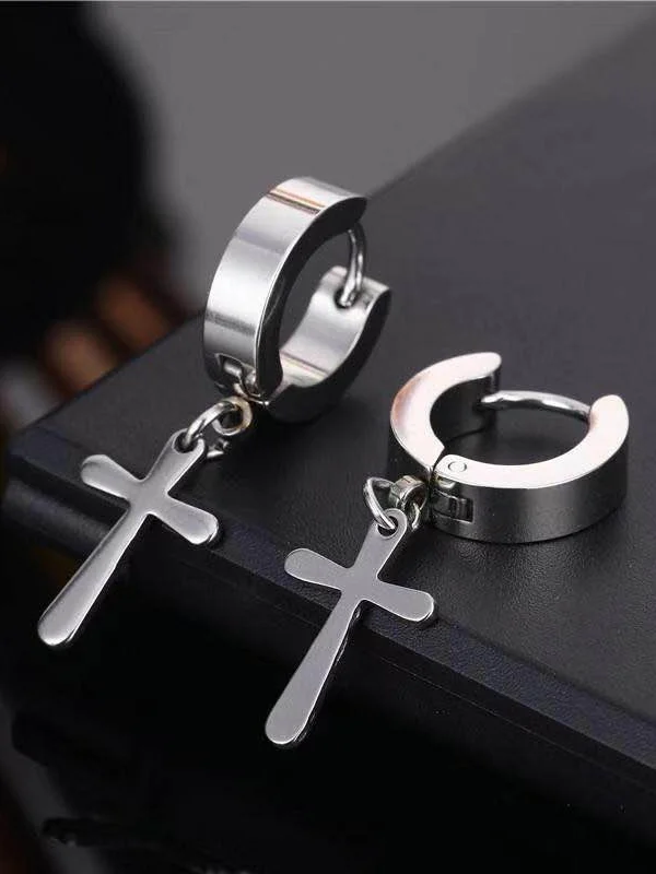 Серебряный серьги с крестиками из стали (2 штуки)