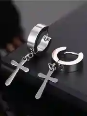 Серебряный серьги с крестиками из стали (2 штуки)