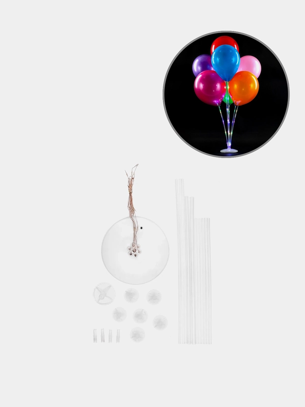 Подставка для шаров воздушных, стойка с LED держатель для 7 шаров, Brauberg Kids
