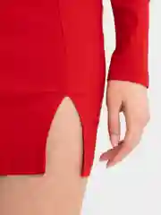 Красный платье мини, женское, с разрезом