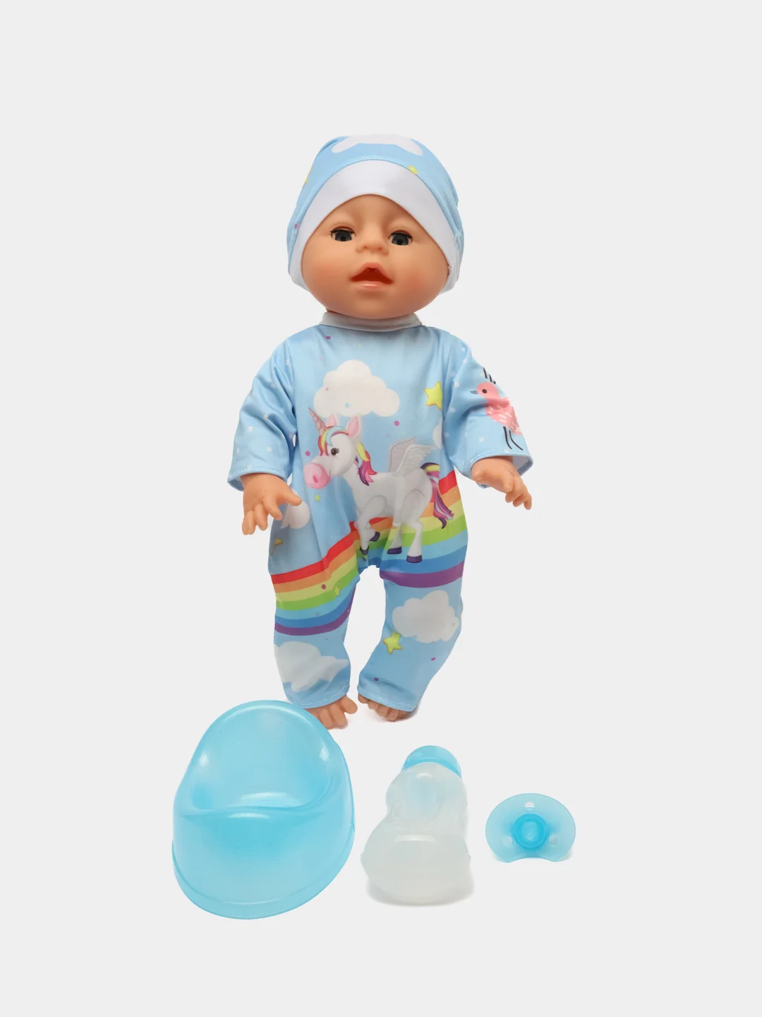 Голубой кукла пупс пьет/писает, 35 см