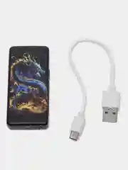 Угольный электронная импульсная зажигалка USB Plazma, Металлическая, с сенсорным управлением LED