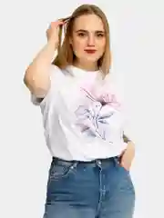 Белый футболка женская белая, принт цветок, хлопок