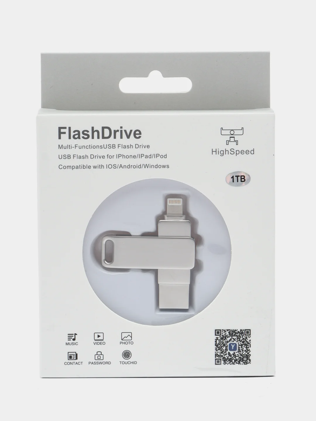 Серебряный флешка для iPhone, USB - Lightning, накопитель 64GB, 128GB, 256GB, 512GB, 1TB
