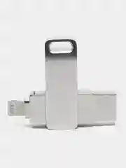 Серебряный флешка для iPhone, USB - Lightning, накопитель 64GB, 128GB, 256GB, 512GB, 1TB
