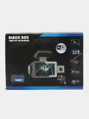 Черный видеорегистратор FULL HD 1080, с Wi Fi, с дополнительной поворотной камерой