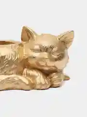 Золотой сувенир, кашпо, подсвечник, фигурка кошки, кот , гипс