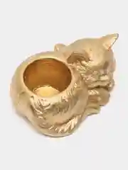 Золотой сувенир, кашпо, подсвечник, фигурка кошки, кот , гипс
