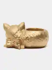 Золотой сувенир, кашпо, подсвечник, фигурка кошки, кот , гипс