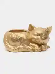 Золотой сувенир, кашпо, подсвечник, фигурка кошки, кот , гипс