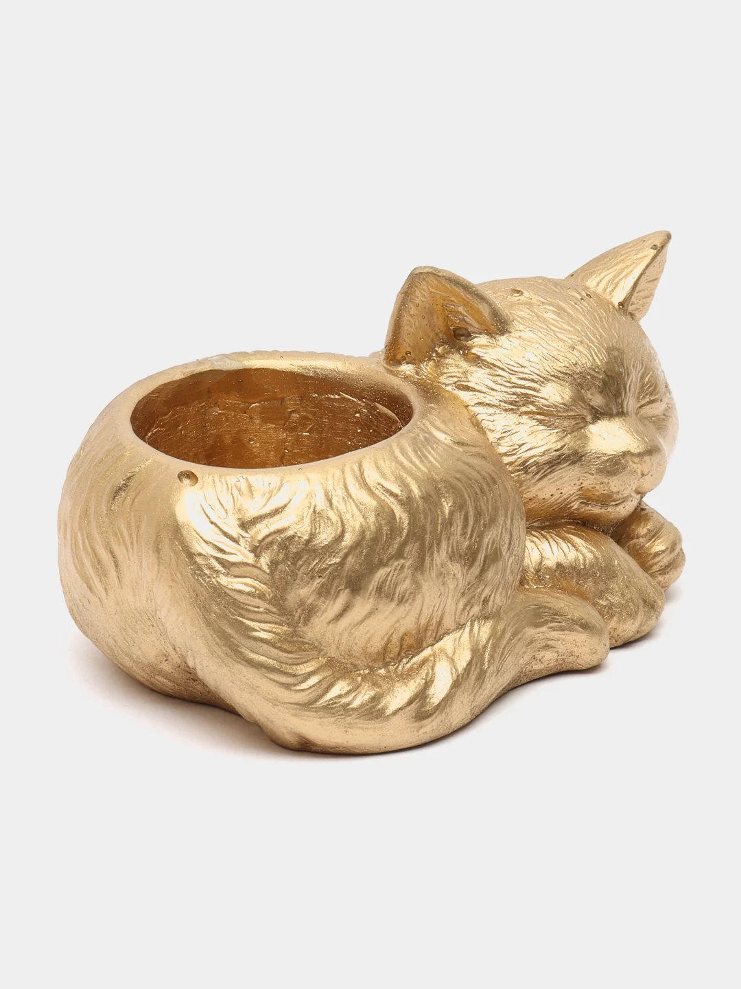 Золотой сувенир, кашпо, подсвечник, фигурка кошки, кот , гипс