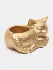 Золотой сувенир, кашпо, подсвечник, фигурка кошки, кот , гипс