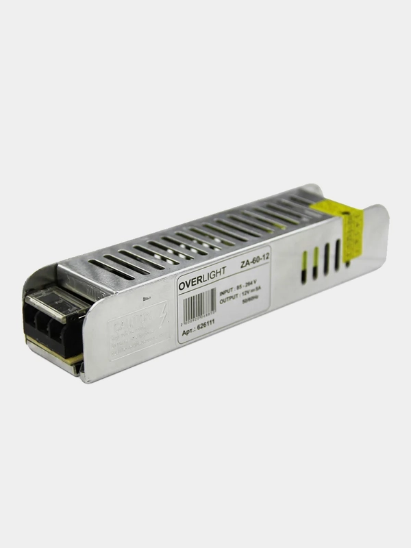 Импульсный блок питания для светодиодной ленты и линеек (12V,60W, 5A, IP20)