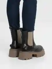 Приглушённый хаки ботинки женские зимние, с мехом