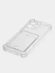 Голубой чехол для Xiaomi Redmi 12 / Сяоми Редми 12, прозрачный, с карманом для карты