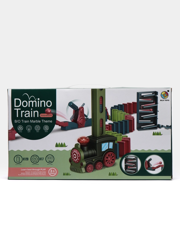 Игровой набор "Паровоз Домино", с катапультой, Эффект домино