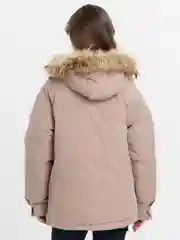 Бежевый парка женская, зимняя, с мехом