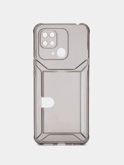 Чехол с карманом для карт Xiaomi Redmi 10/Poco C40, прозрачный