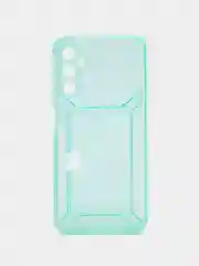 Бирюзовый чехол с карманом для карт для Samsung Galaxy A14, прозрачный, Самсунг Галакси А14