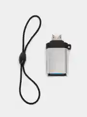 Серебряный переходник USB 3.0 на Micro USB OTG