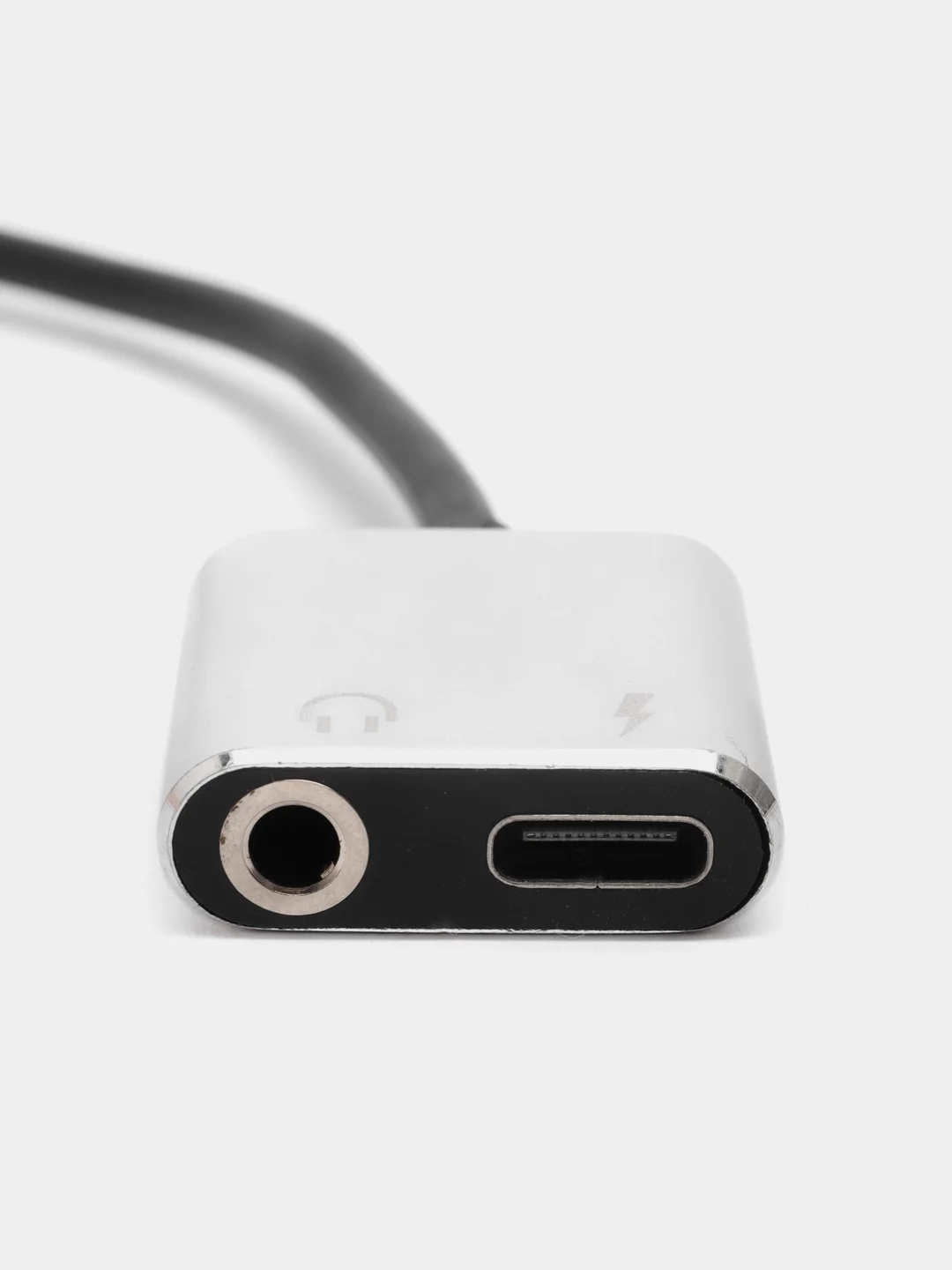 Хром переходник с Type-C на mini jack 3,5 мм + Type-C / Адаптер для наушников с зарядкой