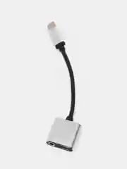 Хром переходник с Type-C на mini jack 3,5 мм + Type-C / Адаптер для наушников с зарядкой