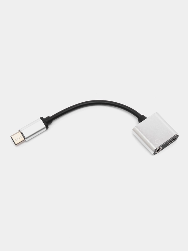 Переходник с Type-C на mini jack 3,5 мм + Type-C / Адаптер для наушников с зарядкой