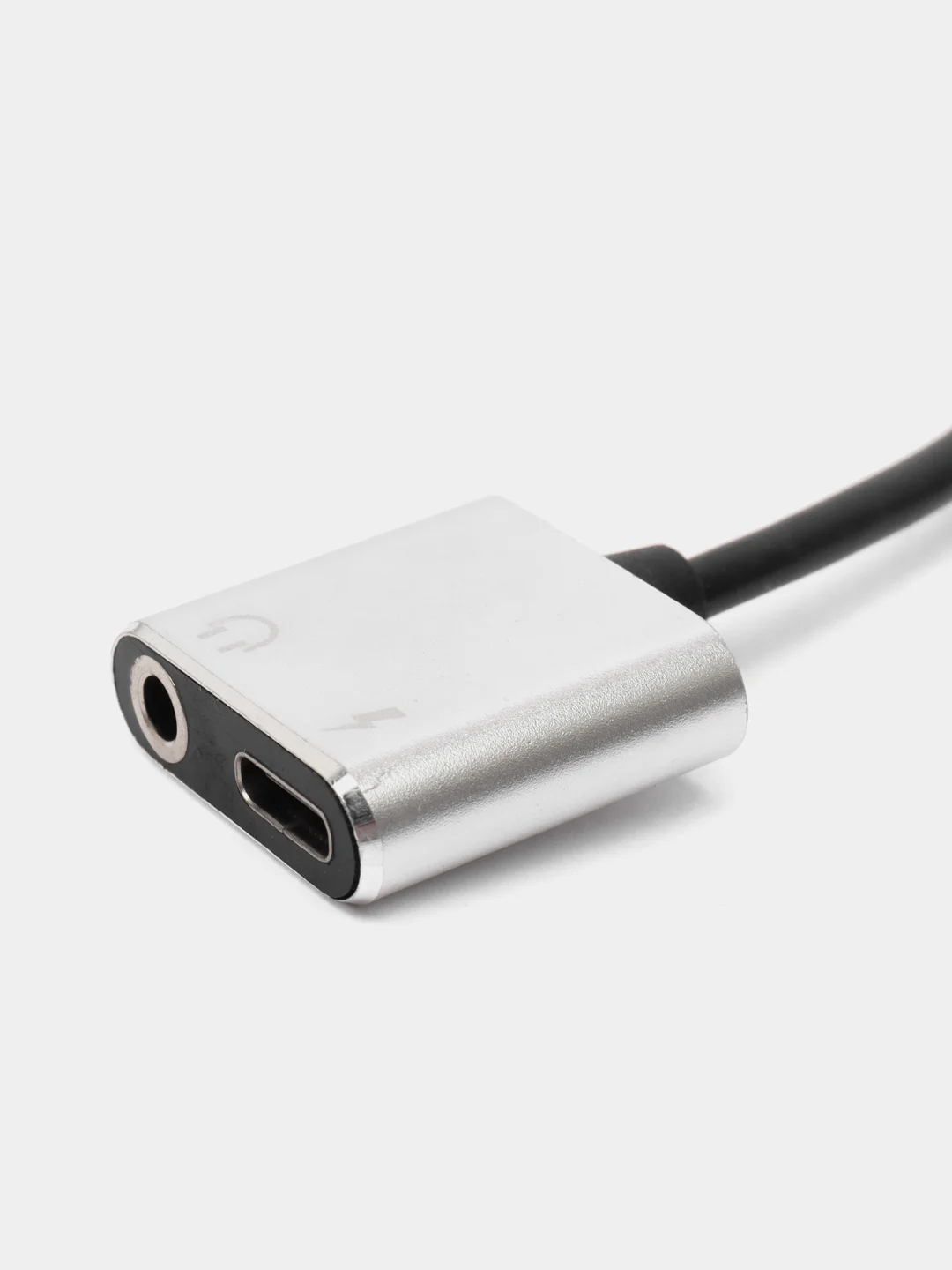 Хром переходник с Type-C на mini jack 3,5 мм + Type-C / Адаптер для наушников с зарядкой