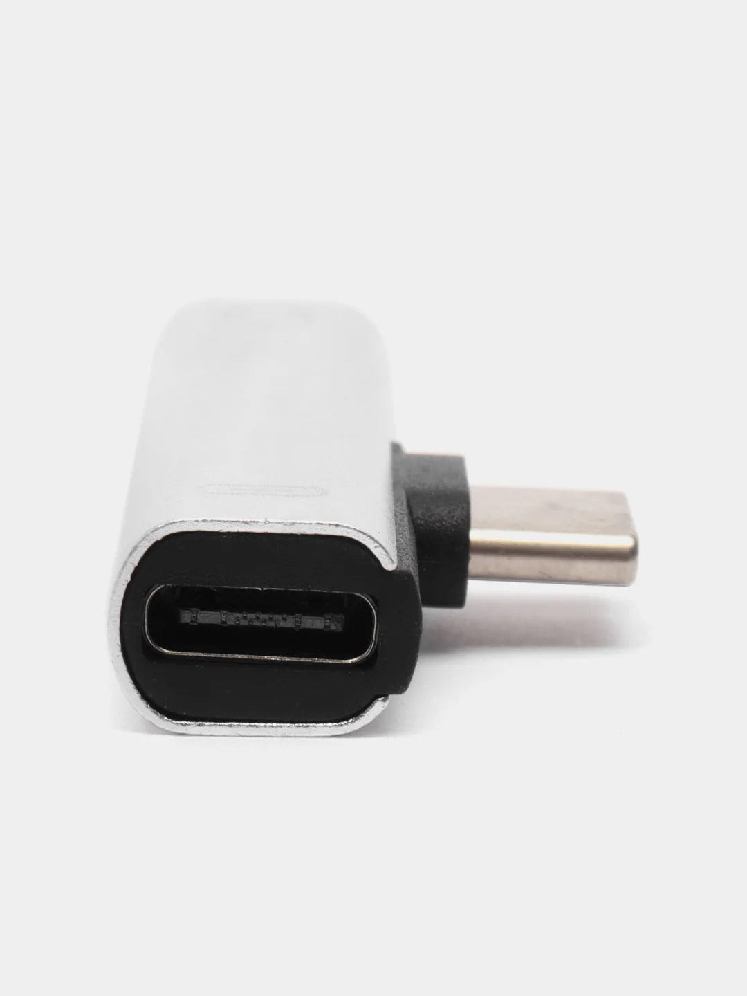 Серебряный переходник с Type-C на mini jack 3,5 мм (+ Type-C) / Адаптер для наушников с зарядкой
