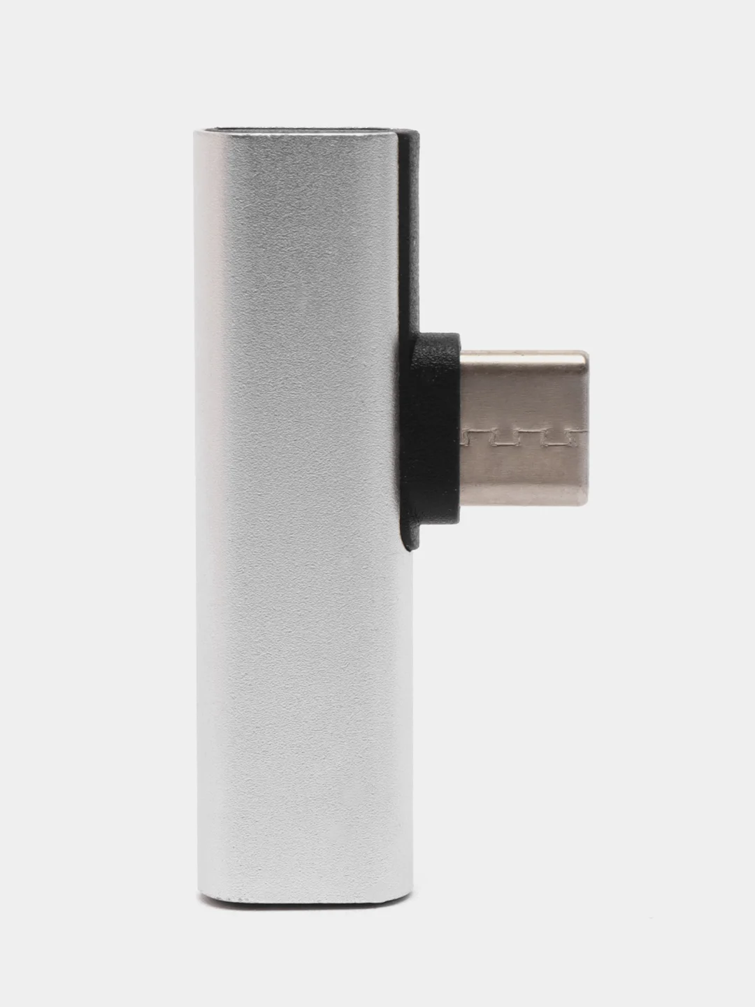 Серебряный переходник с Type-C на mini jack 3,5 мм (+ Type-C) / Адаптер для наушников с зарядкой